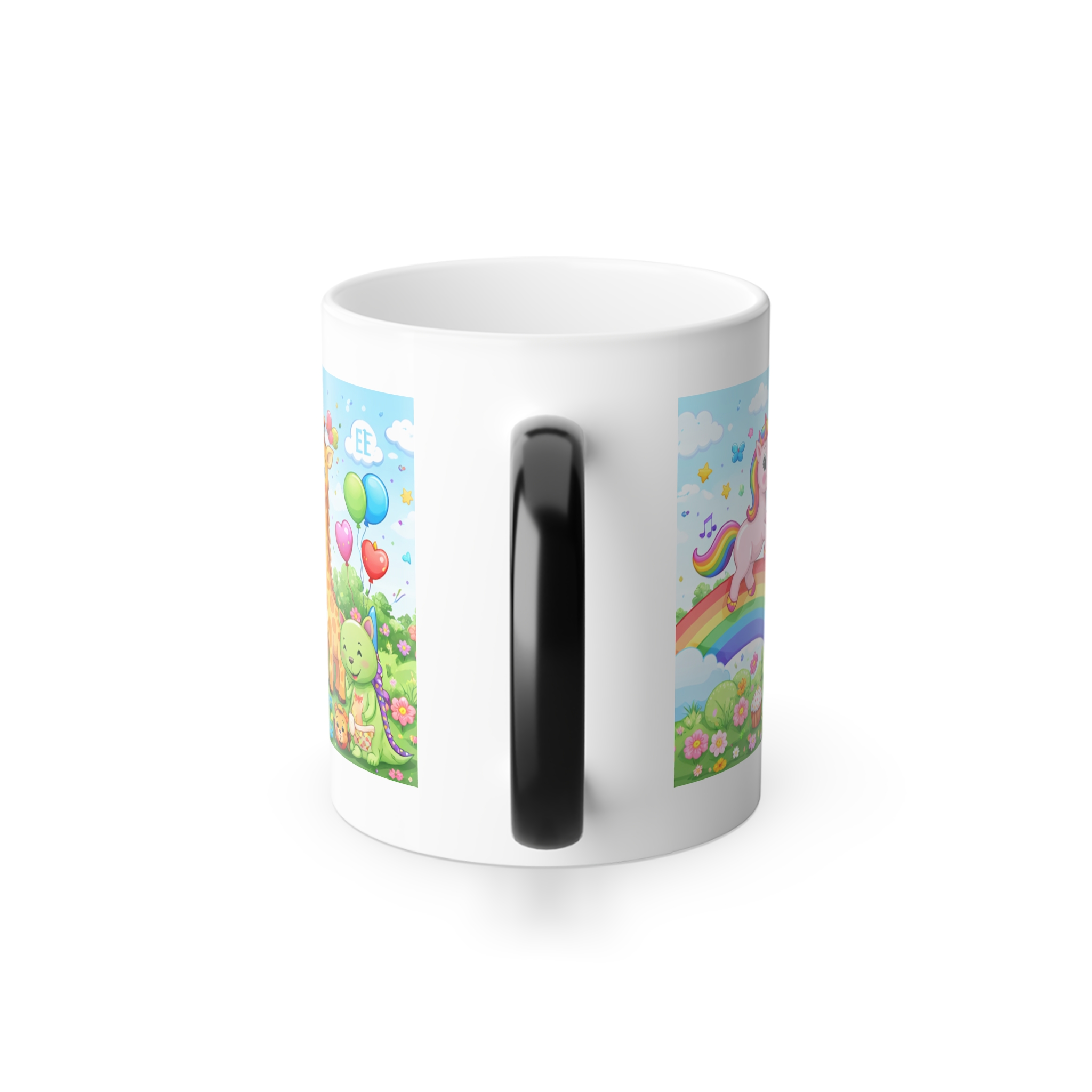 Color-Changing Kids Mug — Cute Safari & Castle Animals with Rainbow (11 oz) - Image 2