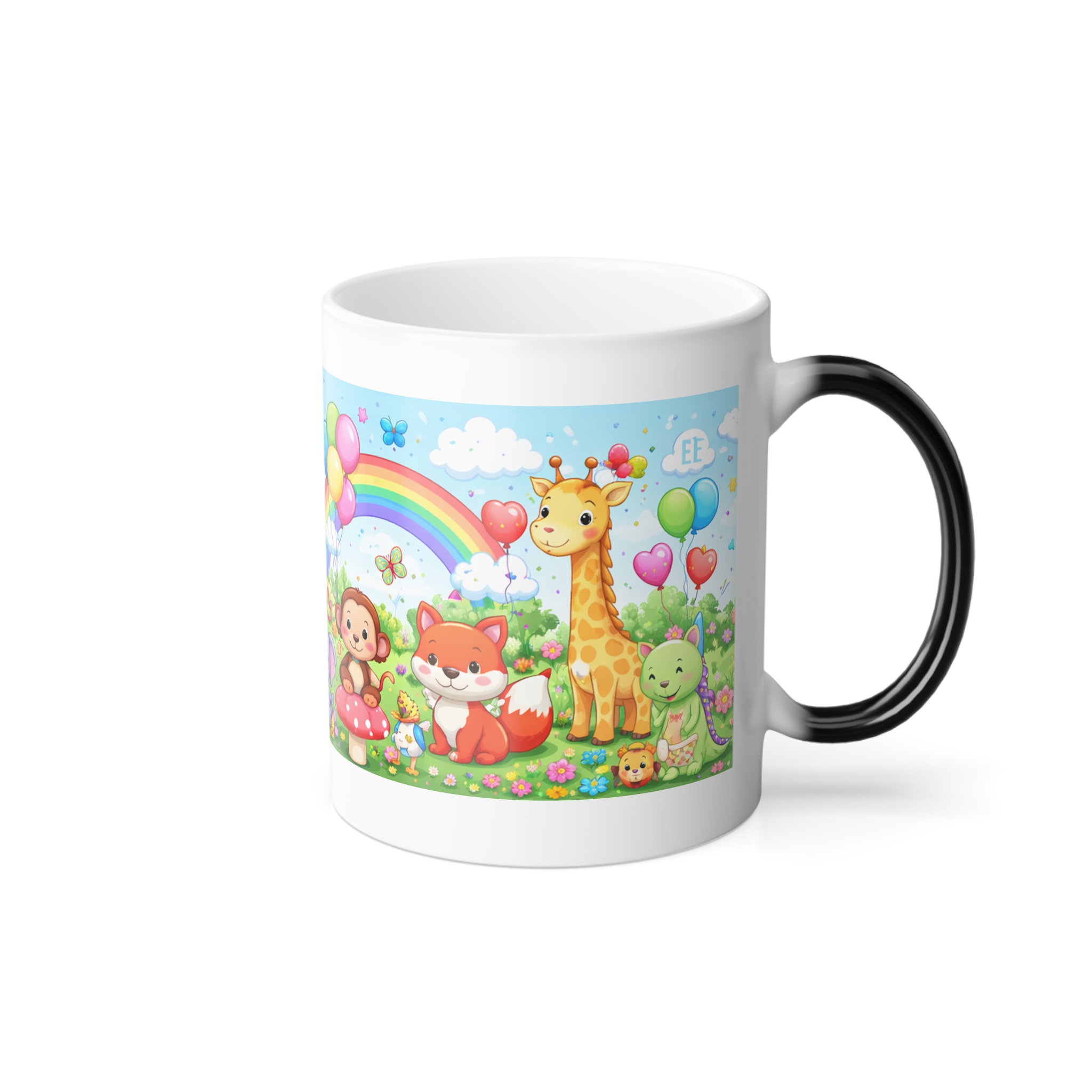 Color-Changing Kids Mug — Cute Safari & Castle Animals with Rainbow (11 oz) - Image 4